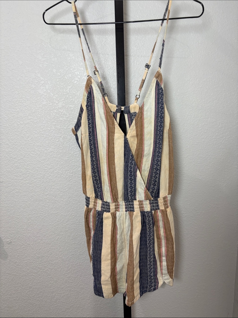 O'Neill Multicolor Striped V-Neck Spaghetti Strap Romper